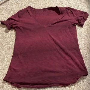 Lululemon red merlot and mulled wine striped shirt RARE